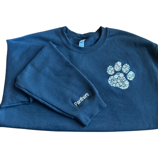 Black Floral Paw Print Sweatshirt