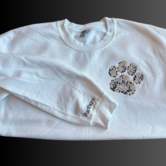 White Floral Paw Print Sweatshirt
